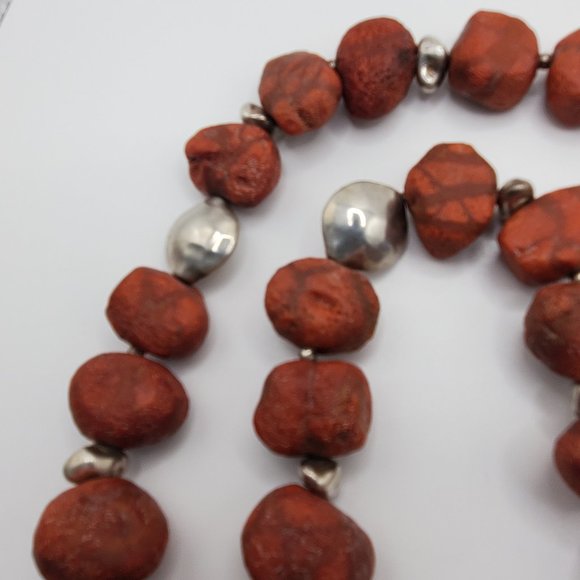 SILPADA Red Sponge Coral Necklace w Silver Pendant - N1370 HTF - Picture 4 of 13